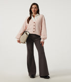 Mid Rise Fleece Flare Work Trousers — Black Coffee — view 6