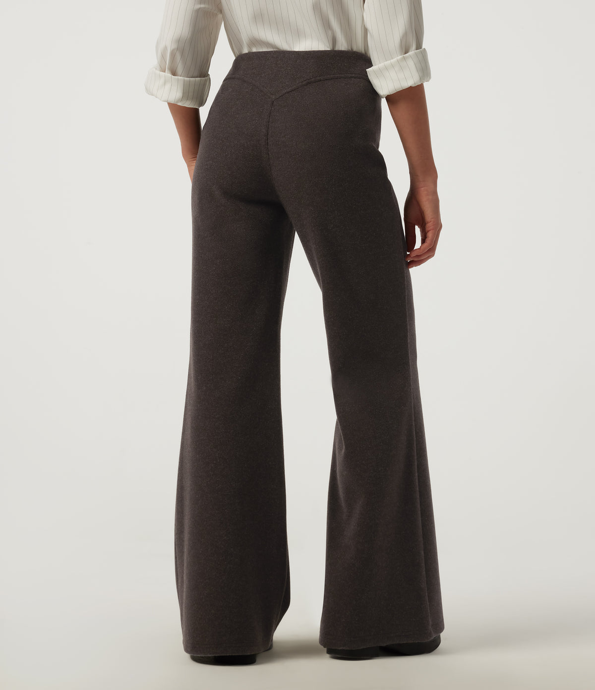 Mid Rise Fleece Flare Work Trousers — Black Coffee — view 2