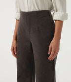 Mid Rise Fleece Flare Work Trousers — Black Coffee — view 4