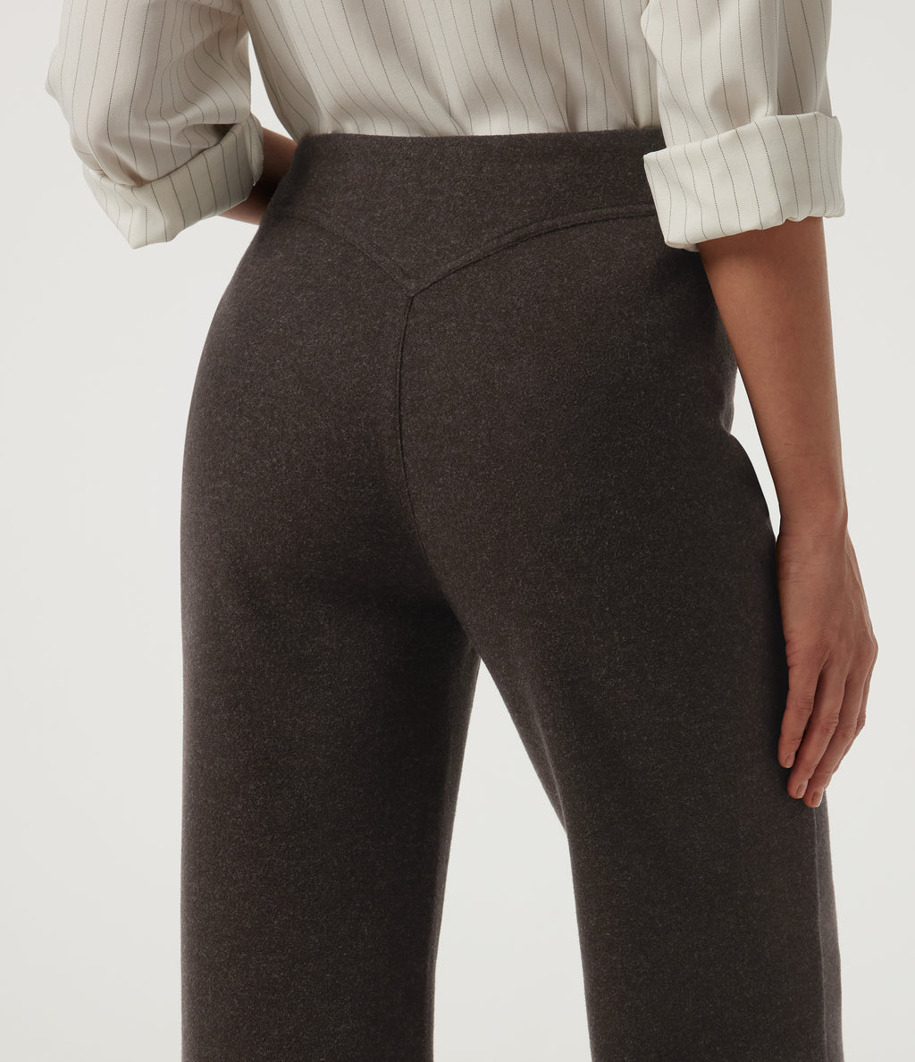 Mid Rise Fleece Flare Work Trousers — Black Coffee — view 5