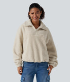 Stand Collar Long Sleeve Casual Sports Sweatshirt with Pockets — Silver Birch — view 1