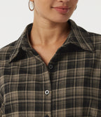 Long Sleeve Plaid Casual Shirt — Pottery Brown Grid — view 6