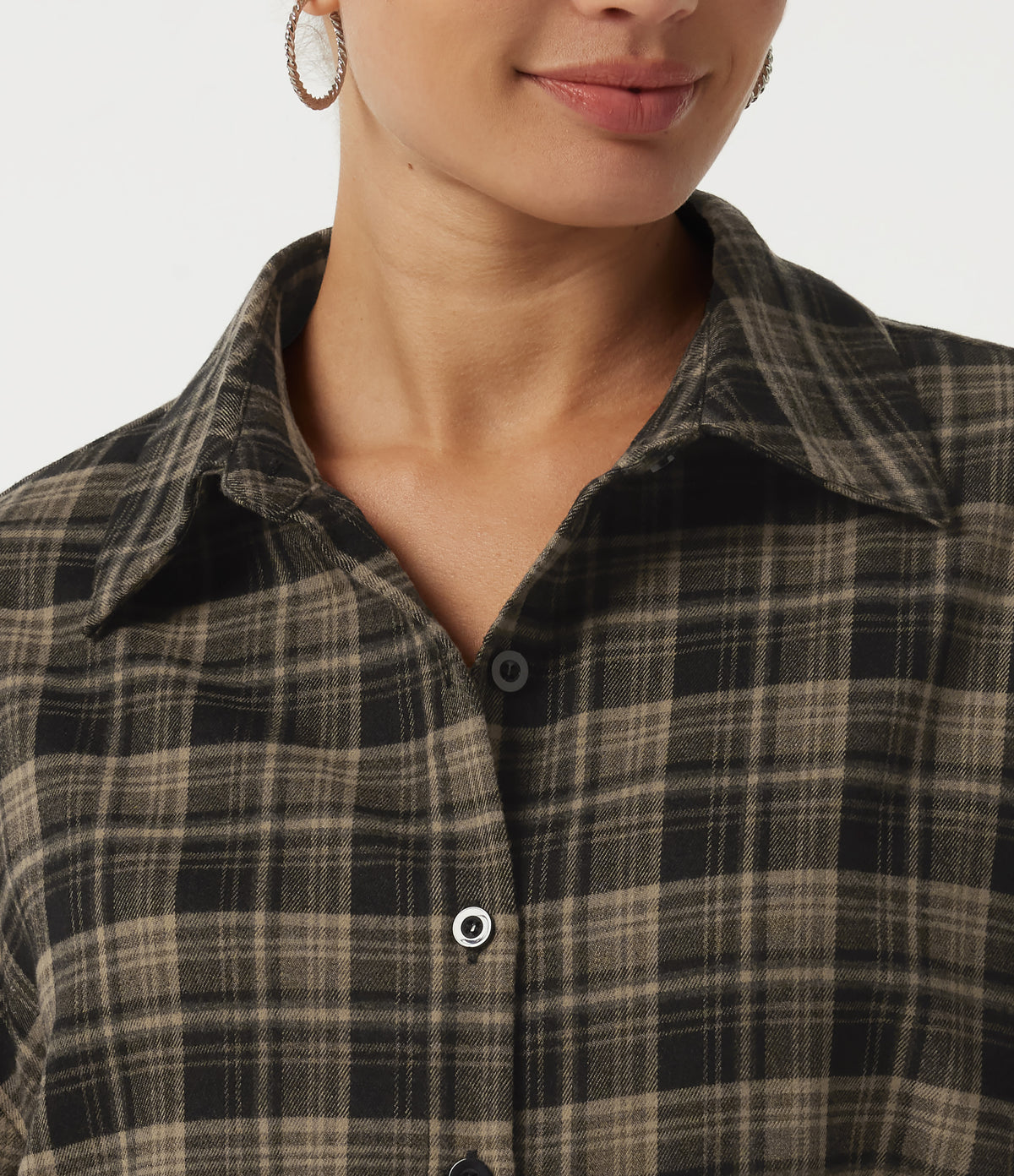 Long Sleeve Plaid Casual Shirt — Pottery Brown Grid — view 6