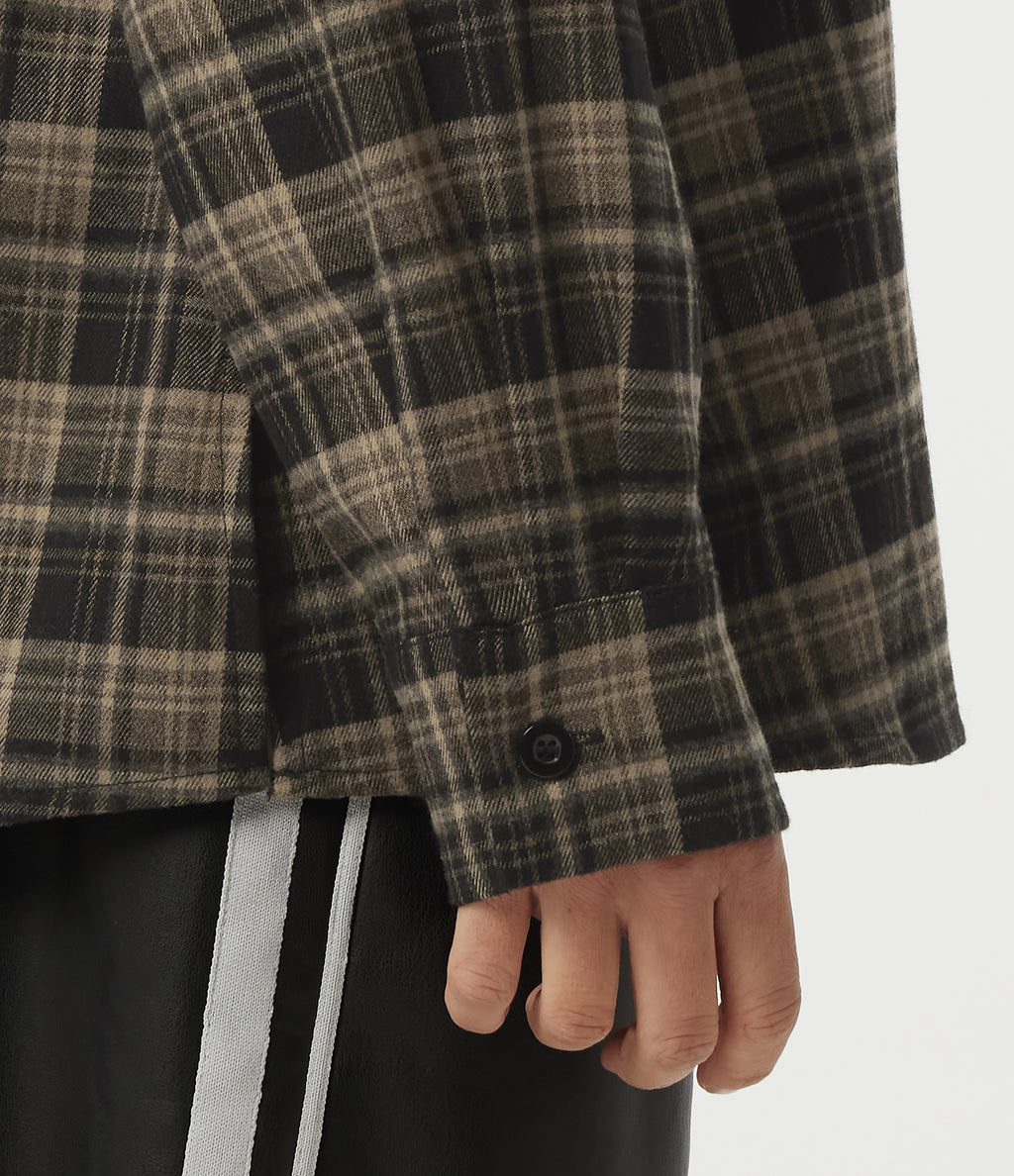 Long Sleeve Plaid Casual Shirt — Pottery Brown Grid — view 7