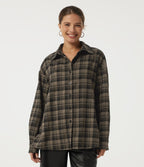 Long Sleeve Plaid Casual Shirt — Pottery Brown Grid — view 1