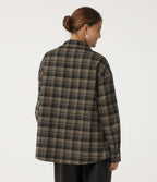 Long Sleeve Plaid Casual Shirt — Pottery Brown Grid — view 2
