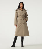 Lapel Long Sleeve Lace Up Work Padded Jacket with Pockets — Sesame — view 1