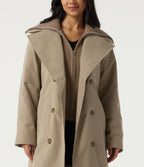 Lapel Long Sleeve Lace Up Work Padded Jacket with Pockets — Sesame — view 6