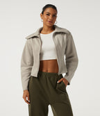 Lapel Collar Long Sleeve Casual Jacket with Pockets — Feather Gray — view 5