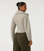 Lapel Collar Long Sleeve Casual Jacket with Pockets — Feather Gray — view 2