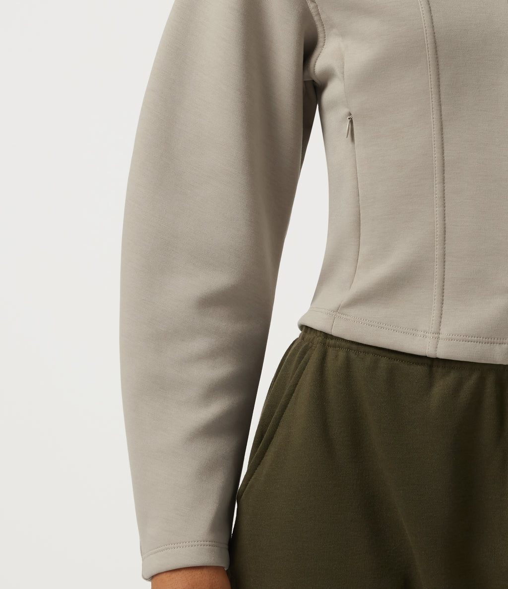 Lapel Collar Long Sleeve Casual Jacket with Pockets — Feather Gray — view 7
