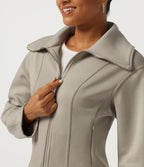 Lapel Collar Long Sleeve Casual Jacket with Pockets — Feather Gray — view 6