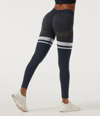 Mid Rise Skinny Color Block Seamless Yoga Leggings — Dark Sapphire — view 2