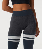 Mid Rise Skinny Color Block Seamless Yoga Leggings — Dark Sapphire — view 4