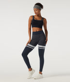 Mid Rise Skinny Color Block Seamless Yoga Leggings — Dark Sapphire — view 7