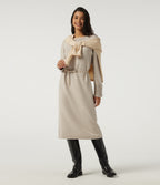 Round Neck Long Sleeve Midi Casual Dress — Oat Cream White — view 6