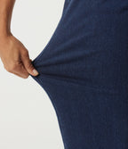 Heat High Waisted Straight Leg Casual Cotton Jeans with Pockets — Pageant Blue Denim — view 6