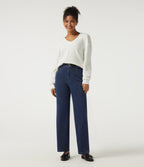 Heat High Waisted Straight Leg Casual Cotton Jeans with Pockets — Pageant Blue Denim — view 7