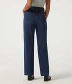 Heat High Waisted Straight Leg Casual Cotton Jeans with Pockets — Pageant Blue Denim — view 2