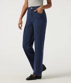 Heat High Waisted Straight Leg Casual Cotton Jeans with Pockets — Pageant Blue Denim — view 3