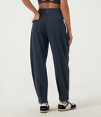 High Waisted Tapered Yoga Joggers with Pockets — Midnight Blue — view 2