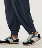 High Waisted Tapered Yoga Joggers with Pockets — Midnight Blue — view 6