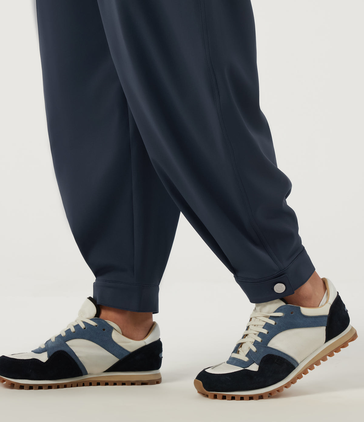 High Waisted Tapered Yoga Joggers with Pockets — Midnight Blue — view 6