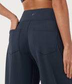 High Waisted Tapered Yoga Joggers with Pockets — Midnight Blue — view 5