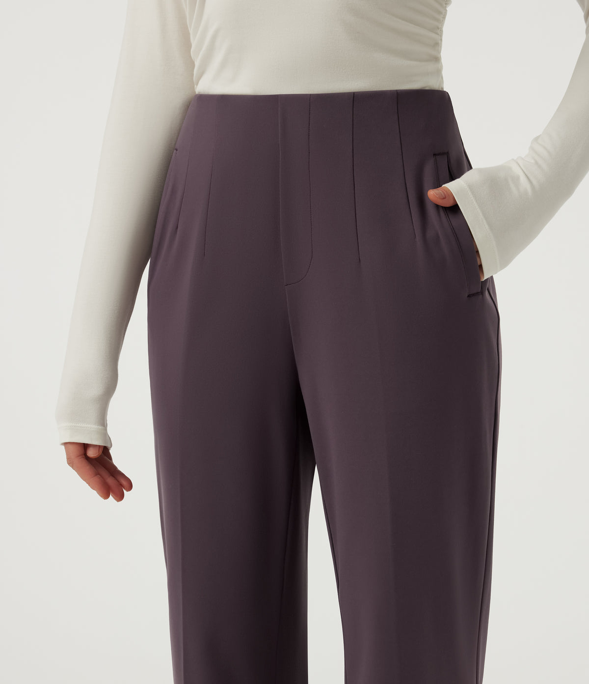 Mid Rise Tapered Work Trousers with Pockets — Dusky Evening purple — view 4