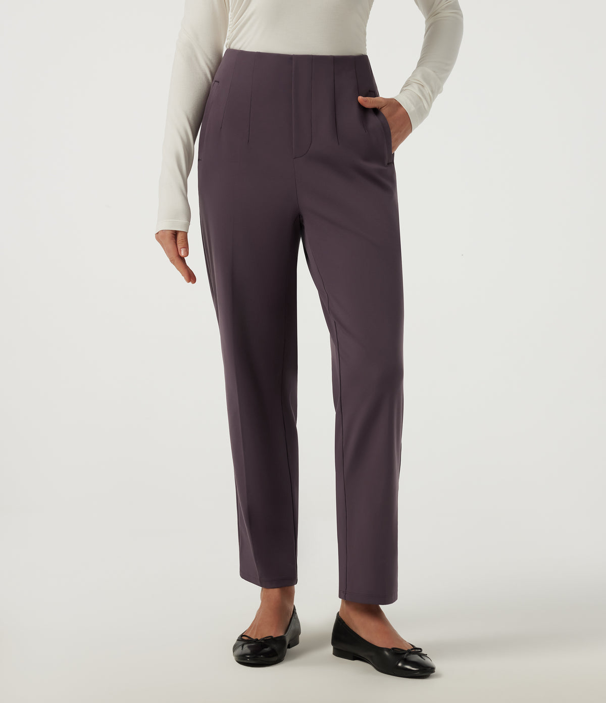 Mid Rise Tapered Work Trousers with Pockets — Dusky Evening purple — view 1