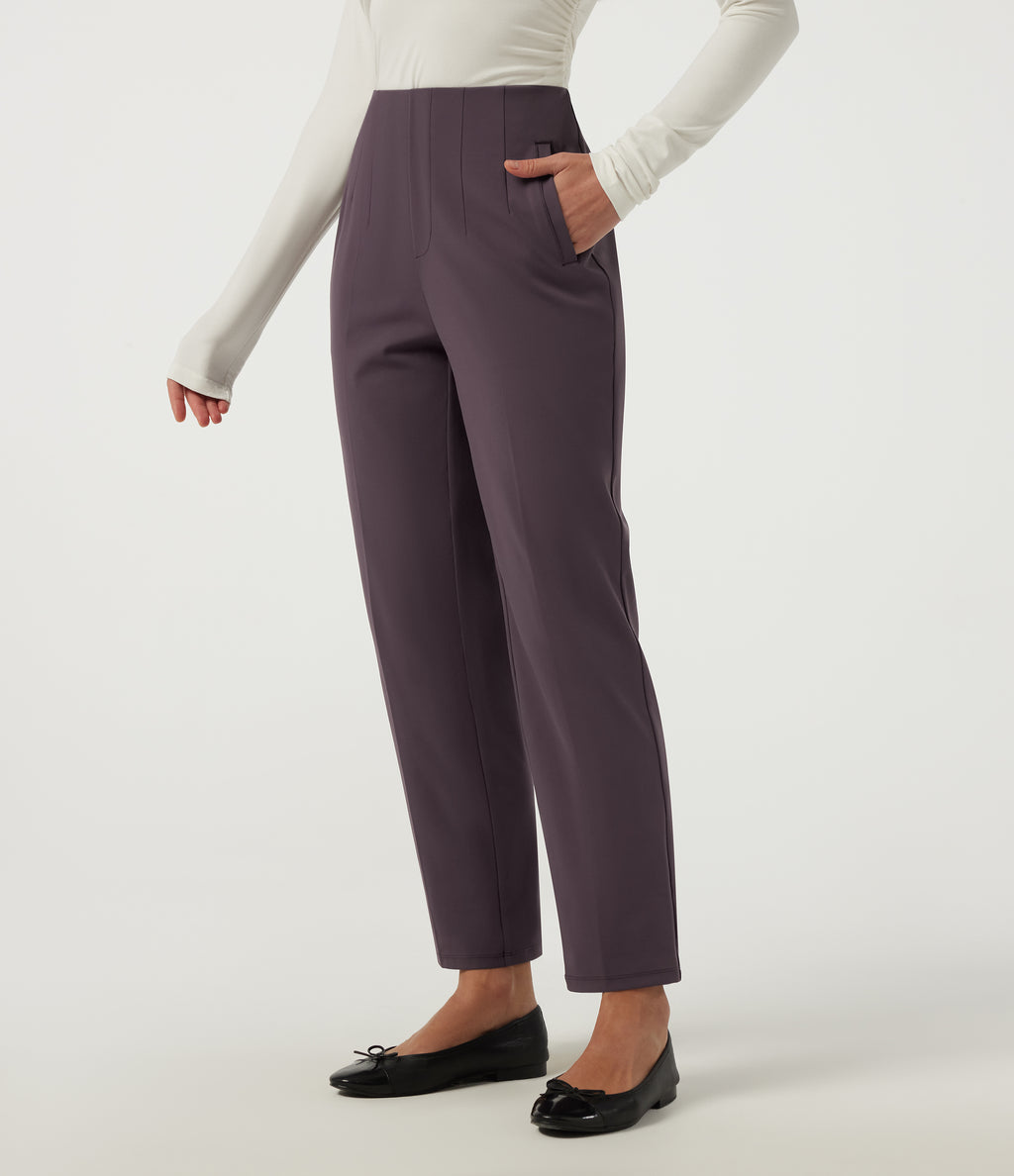 Mid Rise Tapered Work Trousers with Pockets — Dusky Evening purple — view 3