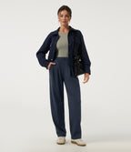 Mid Rise Tapered Work Trousers with Pockets — Midnight Blue — view 7