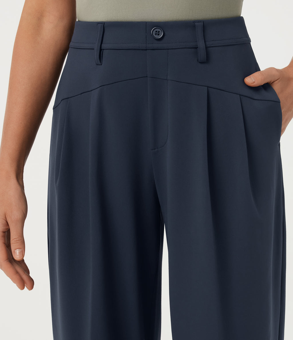 Mid Rise Tapered Work Trousers with Pockets — Midnight Blue — view 4