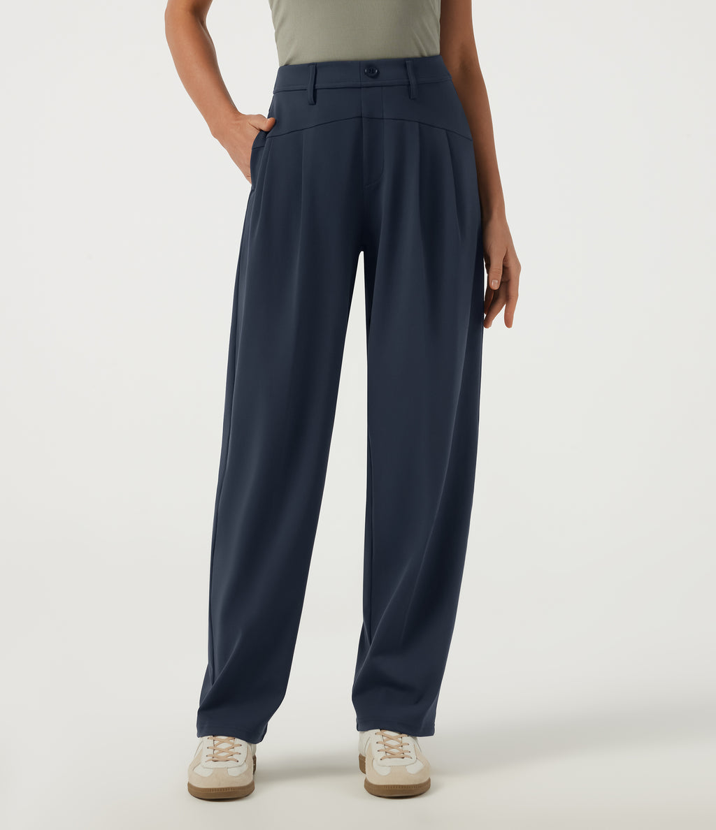 Mid Rise Tapered Work Trousers with Pockets — Midnight Blue — view 1