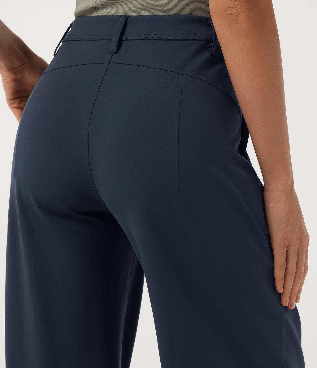 Mid Rise Tapered Work Trousers with Pockets — Midnight Blue — view 5