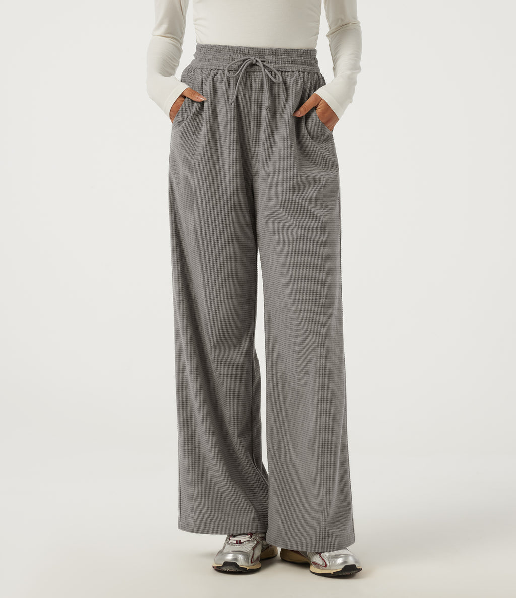 High Waisted Baggy Corduroy Casual Trousers with Pockets — Steeple Gray — view 1