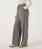 High Waisted Baggy Corduroy Casual Trousers with Pockets — Steeple Gray — view 3