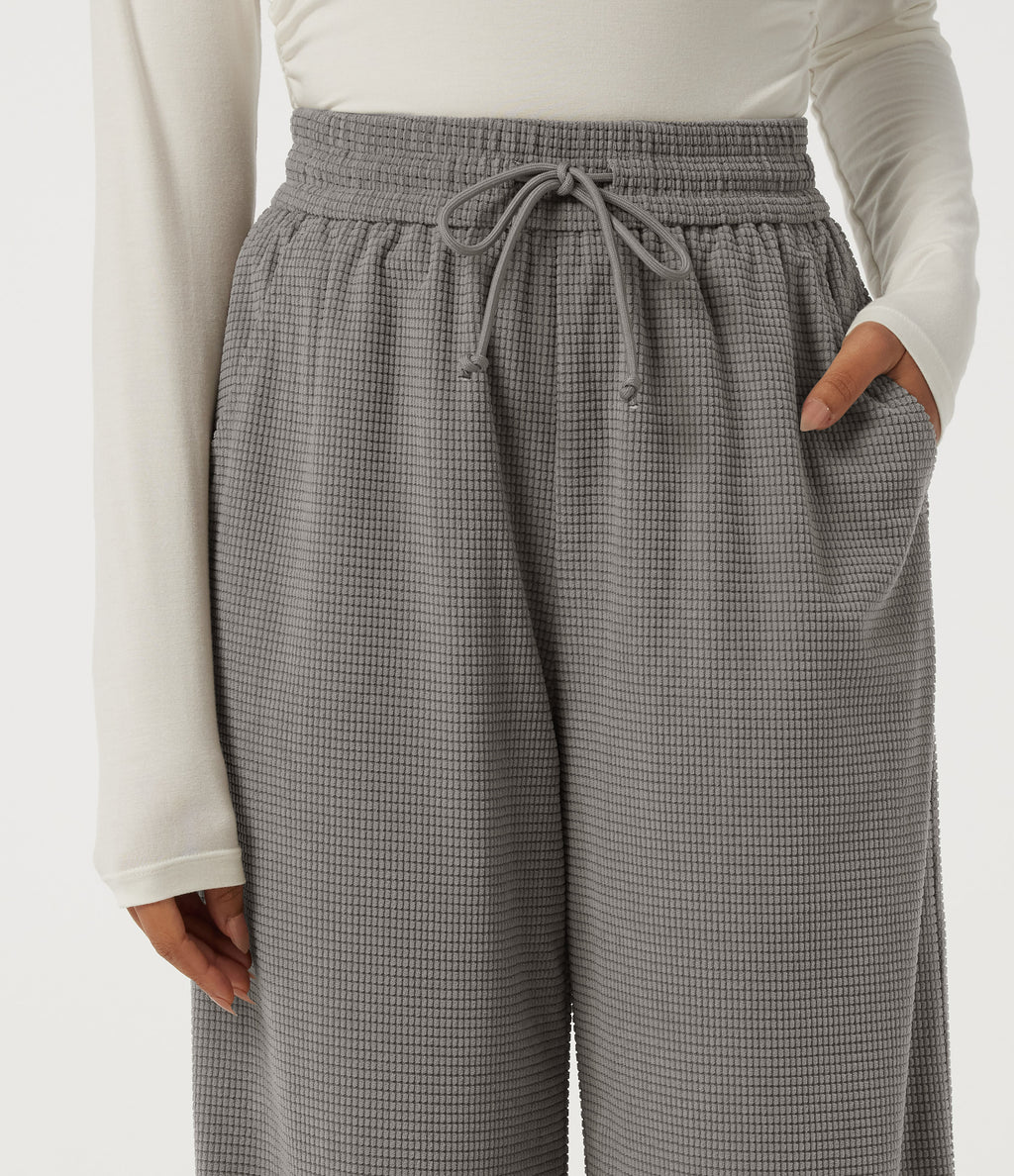 High Waisted Baggy Corduroy Casual Trousers with Pockets — Steeple Gray — view 4