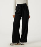 High Waisted Baggy Corduroy Casual Trousers with Pockets — Black — view 6