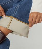 High Waisted Straight Leg Casual Cotton Jeans with Pockets — Estate Blue Denim — view 6