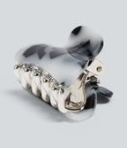Leopard Print Metal Casual Hair Clip — Black and Silver Leopard Print — view 3