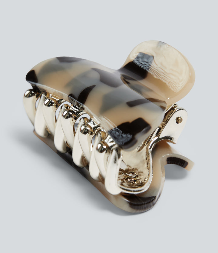 Leopard Print Metal Casual Hair Clip — Black Yellow Leopard Print — view 1