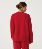 V Neck Long Sleeve Lounge Top — Poinsettia — view 2