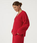 V Neck Long Sleeve Lounge Top — Poinsettia — view 3