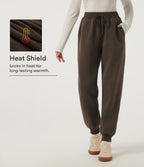Mid Rise Drawstring Fleece Cotton Casual Sweatpants with Pockets — Slate Black — view 1