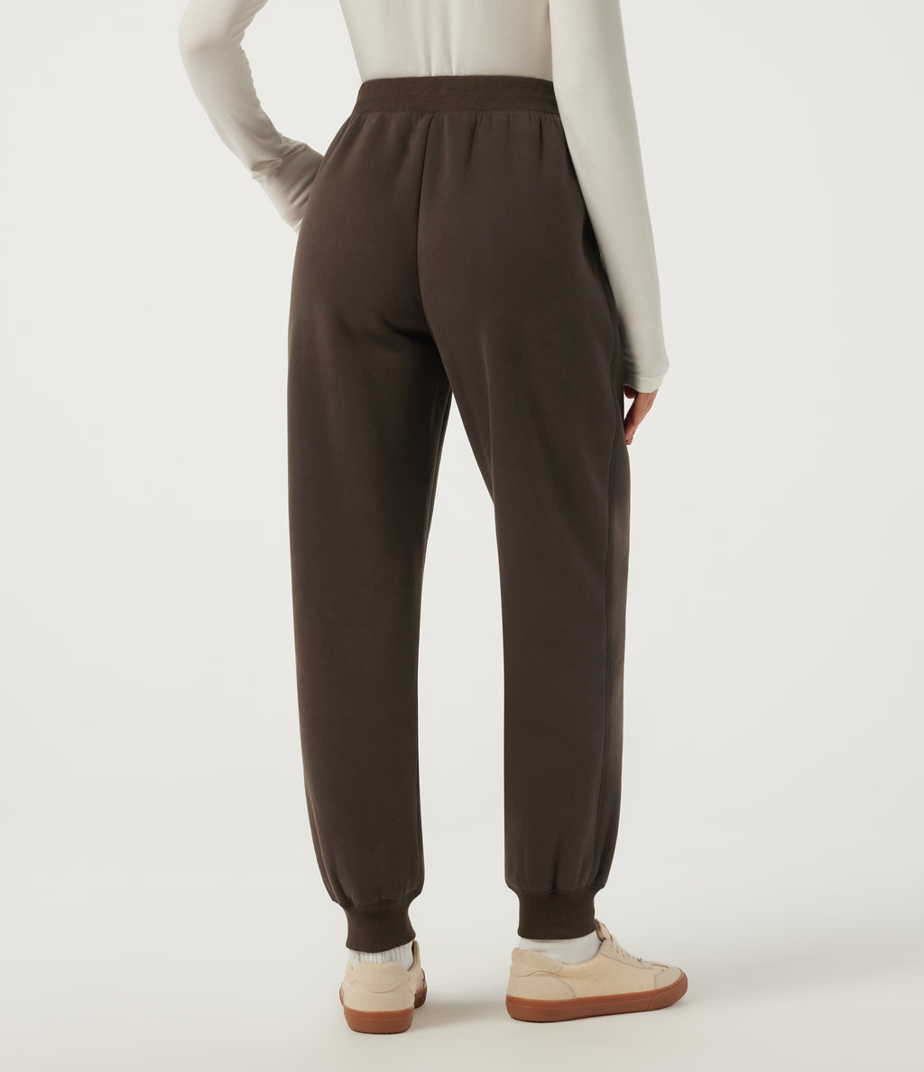 Mid Rise Drawstring Fleece Cotton Casual Sweatpants with Pockets — Slate Black — view 3