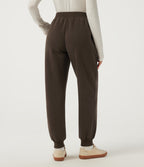 Mid Rise Drawstring Fleece Cotton Casual Sweatpants with Pockets — Slate Black — view 3