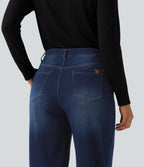 Mid Rise Casual Balloon Jeans with Pockets — Inkling Blue Denim — view 4