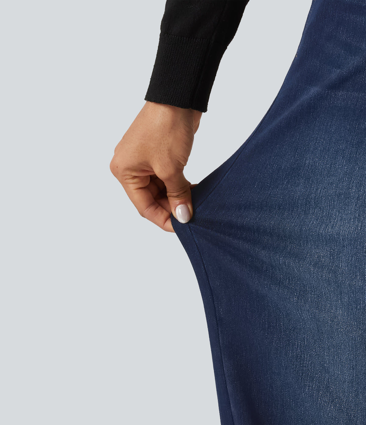 Mid Rise Casual Balloon Jeans with Pockets — Inkling Blue Denim — view 7