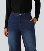 Mid Rise Casual Balloon Jeans with Pockets — Inkling Blue Denim — view 5